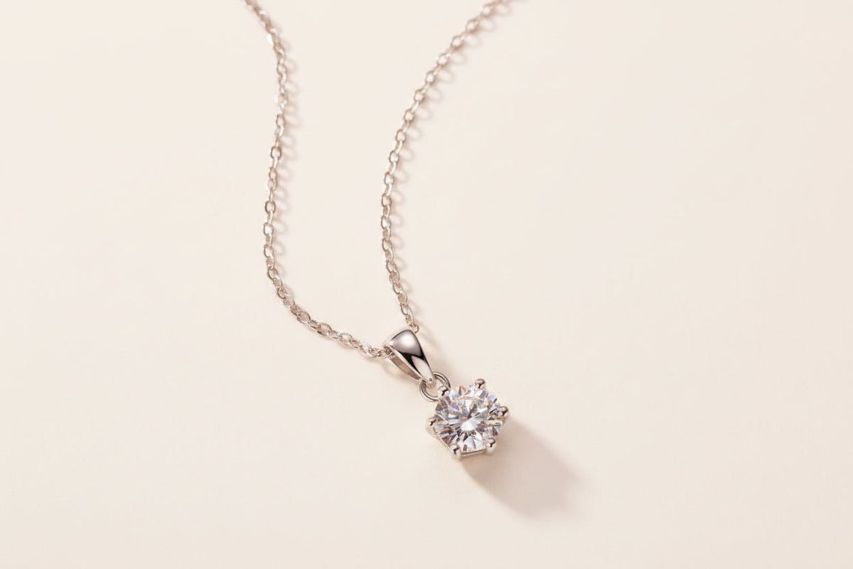 Declaration 1ct moissanite solitaire pendant necklace in 925 sterling silver