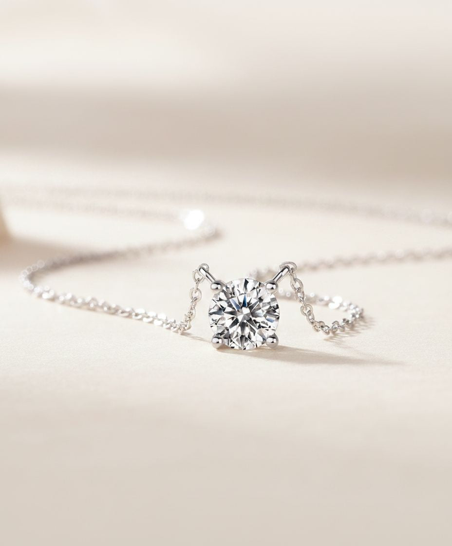 Forever Bond 1ct moissanite solitaire pendant necklace in 925 sterling silver