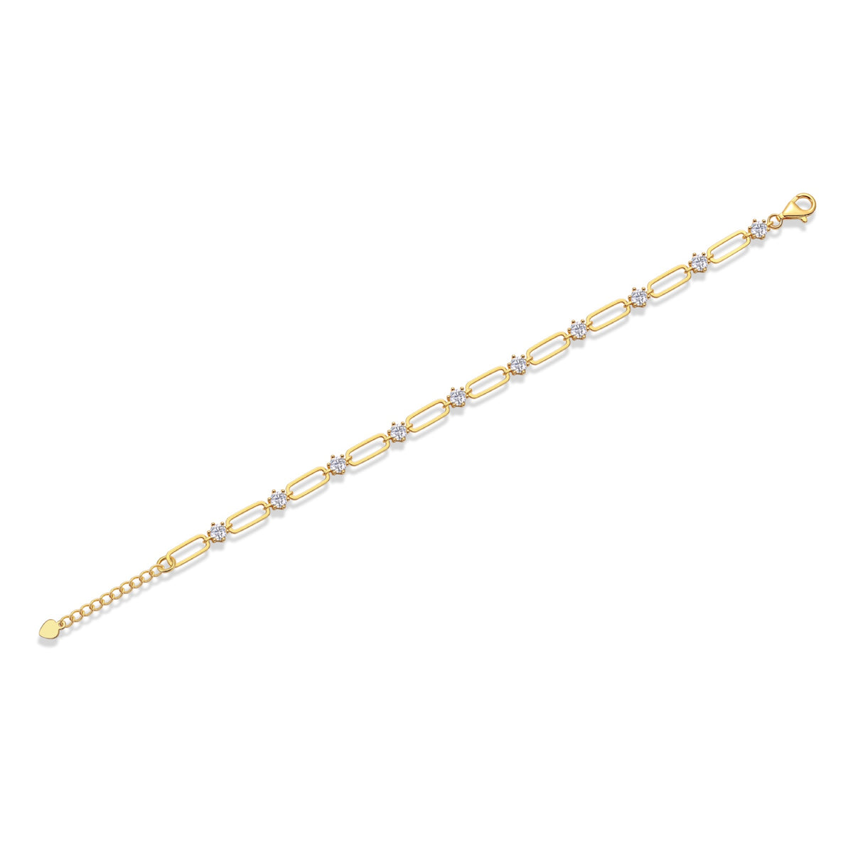 Graffetta Moissanite Chain Bracelet in Gold-Tone Sterling Silver
