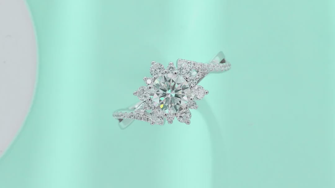 Sonnet Moissanite Cluster Ring in Sterling Silver — video