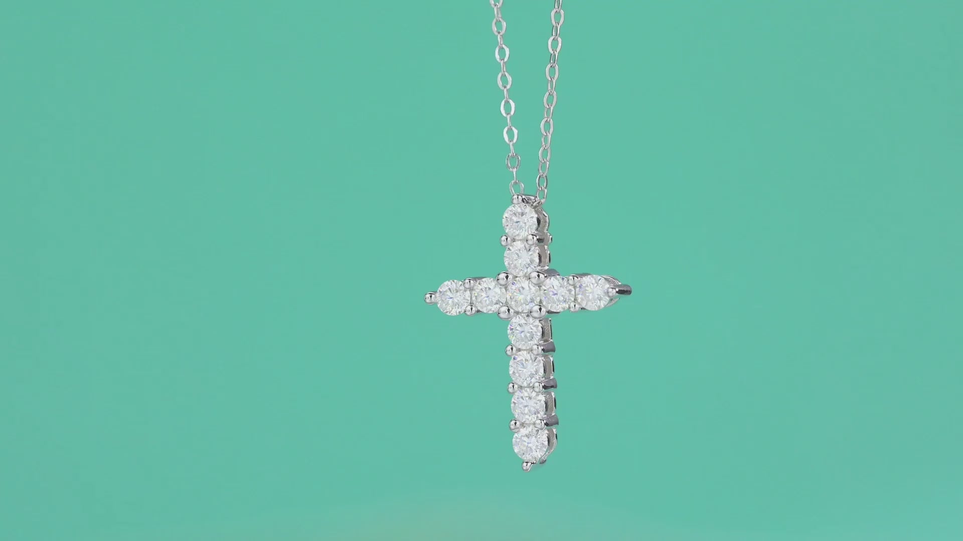 Faith Moissanite Cross Necklace in Sterling Silver — video
