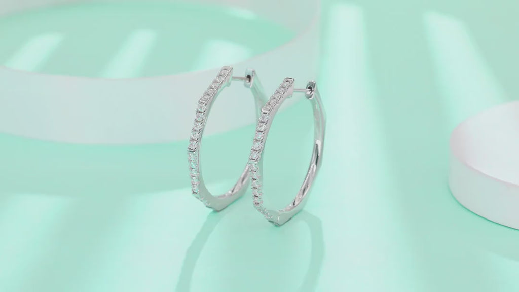 Octave Moissanite Hoop Earrings in Sterling Silver — video
