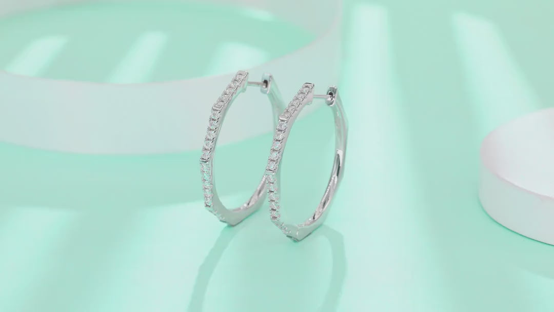 Octave Moissanite Hoop Earrings in Sterling Silver — video