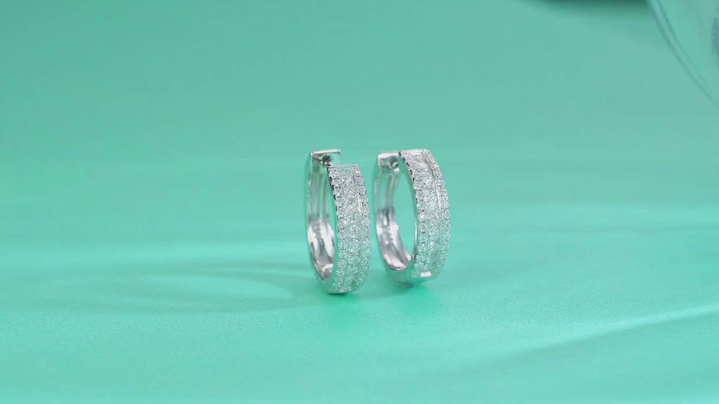 Twill Moissanite Huggie Hoop Earrings in Sterling Silver — video