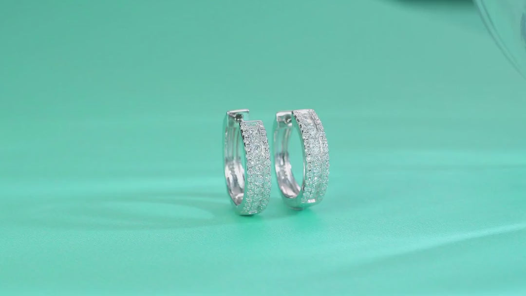 Twill Moissanite Huggie Hoop Earrings in Sterling Silver — video