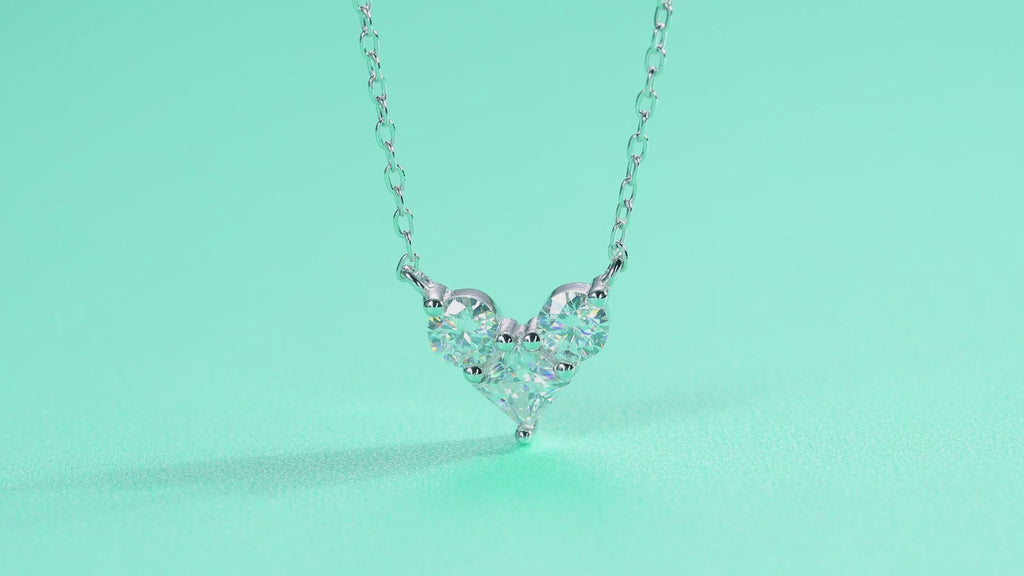 Present Love Moissanite Heart Necklace in Sterling Silver — video