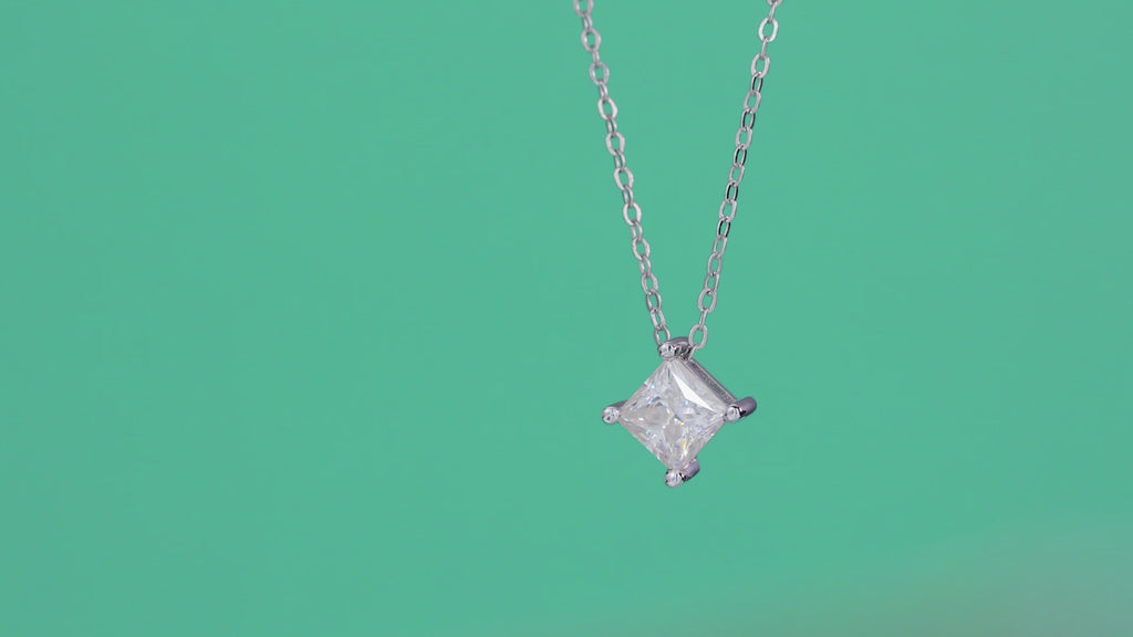 Together Square-Cut Moissanite Pendant Necklace in Sterling Silver — video
