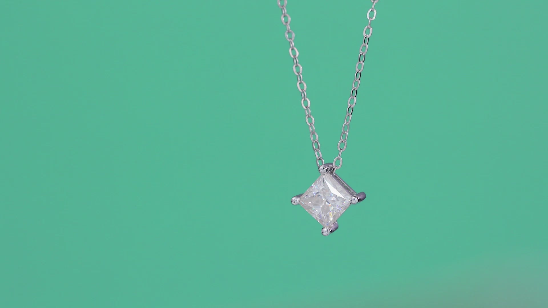 Together Square-Cut Moissanite Pendant Necklace in Sterling Silver — video