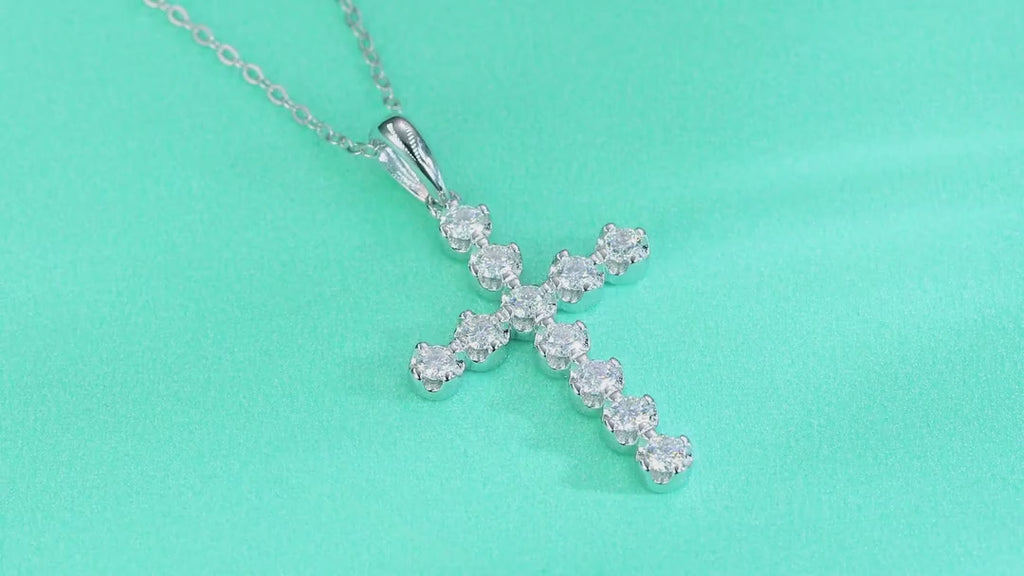 Vigil Moissanite Cross Necklace in Sterling Silver — video
