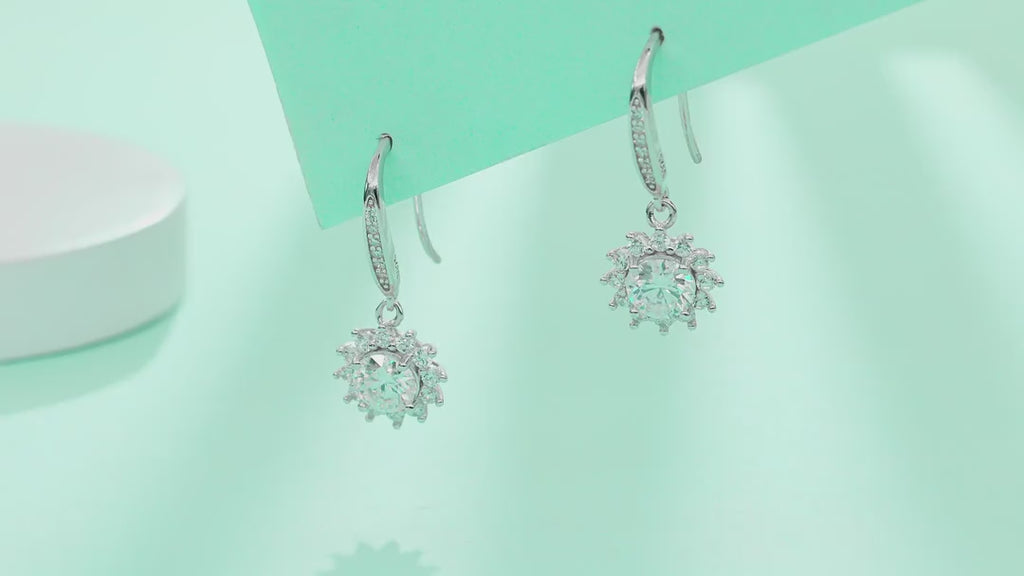 Helia 0.5 Carat Moissanite Starburst Drop Earrings in Sterling Silver — video