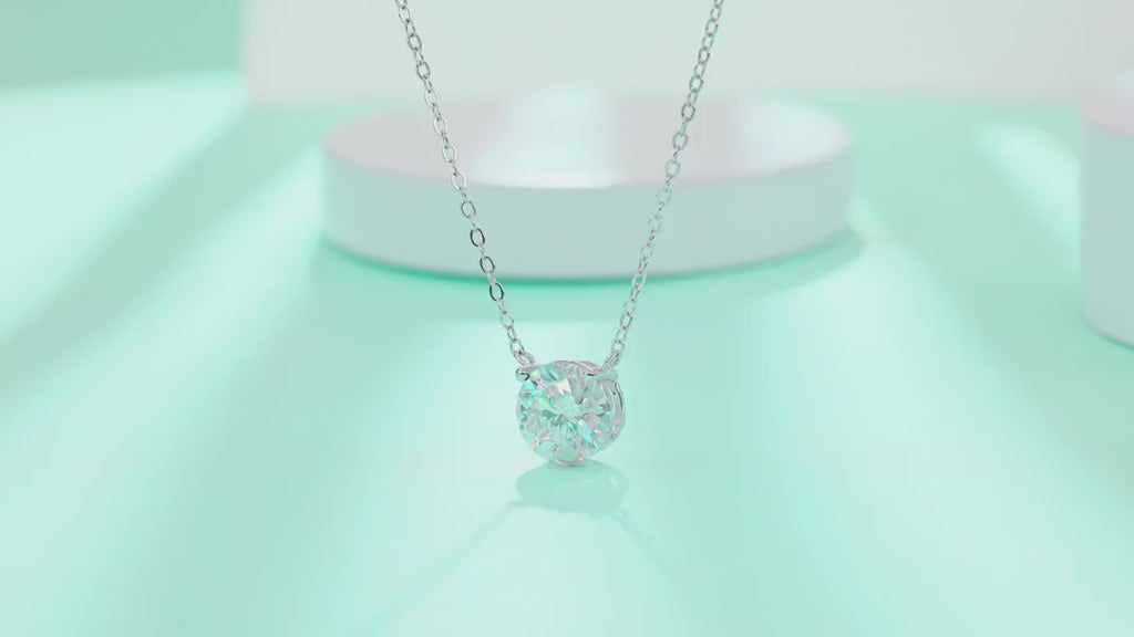 Momento 2 Carat Moissanite Solitaire Pendant Necklace in Sterling Silver — video