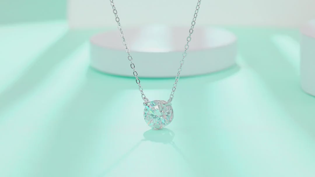 Momento 2 Carat Moissanite Solitaire Pendant Necklace in Sterling Silver — video