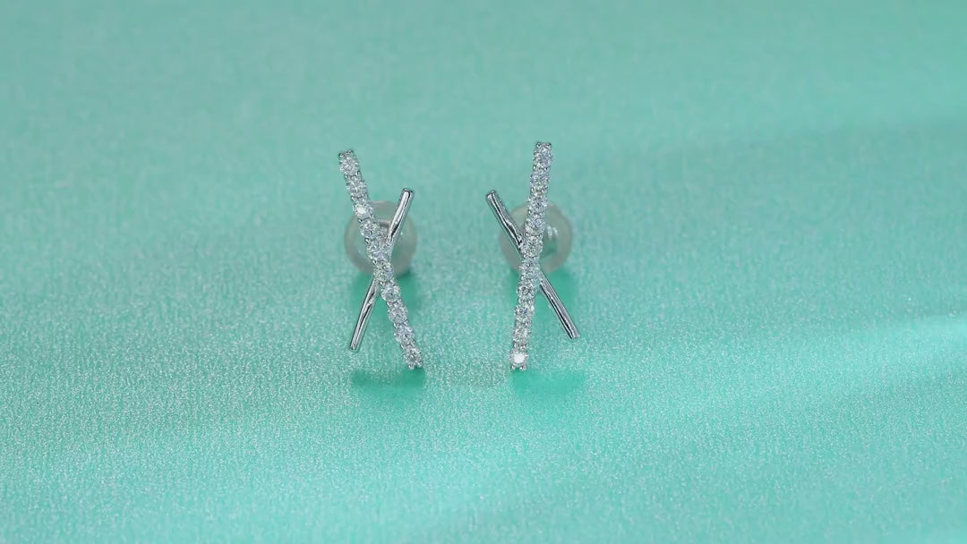Kiss Moissanite X Stud Earrings in Sterling Silver — video
