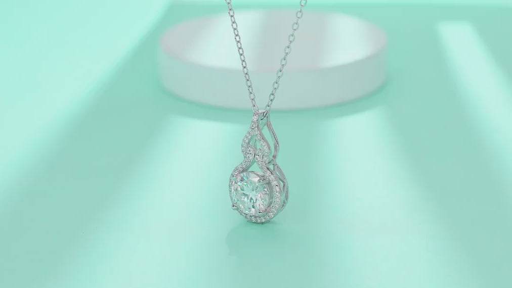 Meander 2 Carat Moissanite Infinity Pendant Necklace in Sterling Silver — video