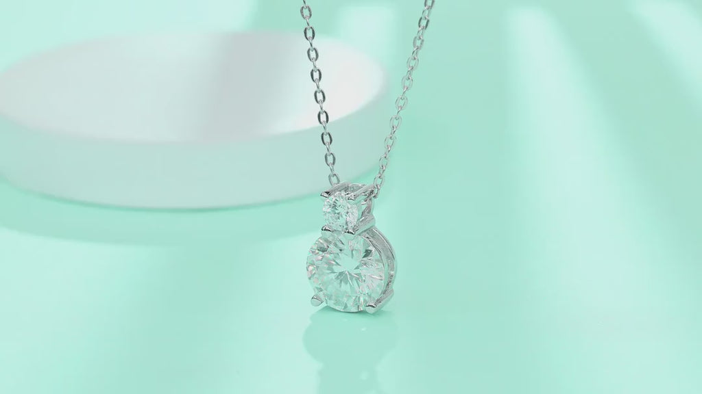 Manor 3 Carat Moissanite Halo Pendant Necklace in Sterling Silver — video