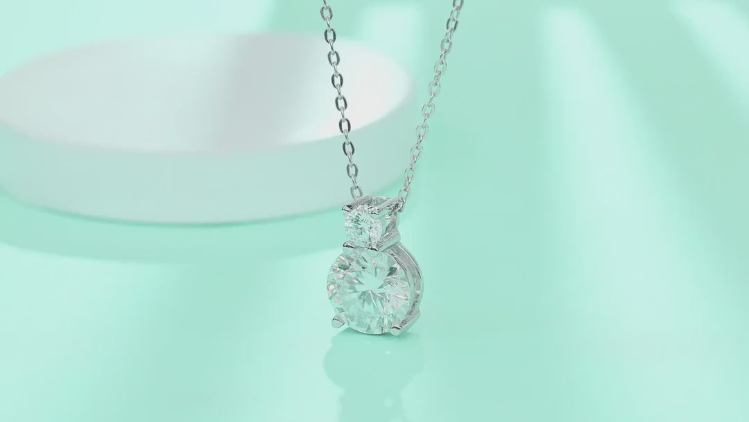 Manor 3 Carat Moissanite Halo Pendant Necklace in Sterling Silver — video