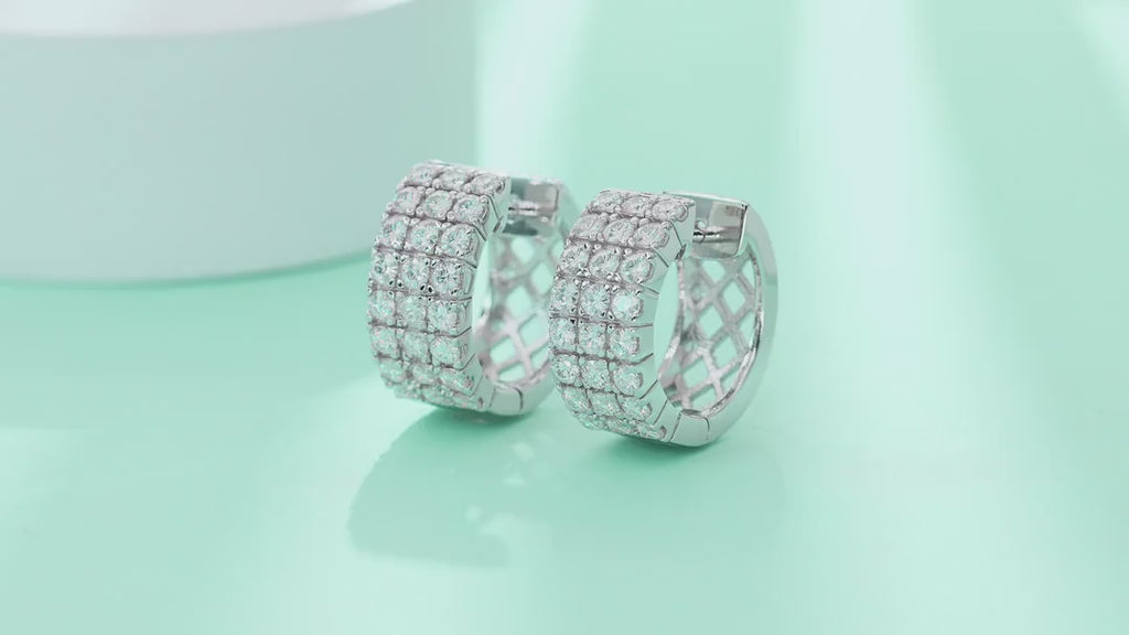 Pendel Moissanite Drop Huggie Hoop Earrings in Sterling Silver — video