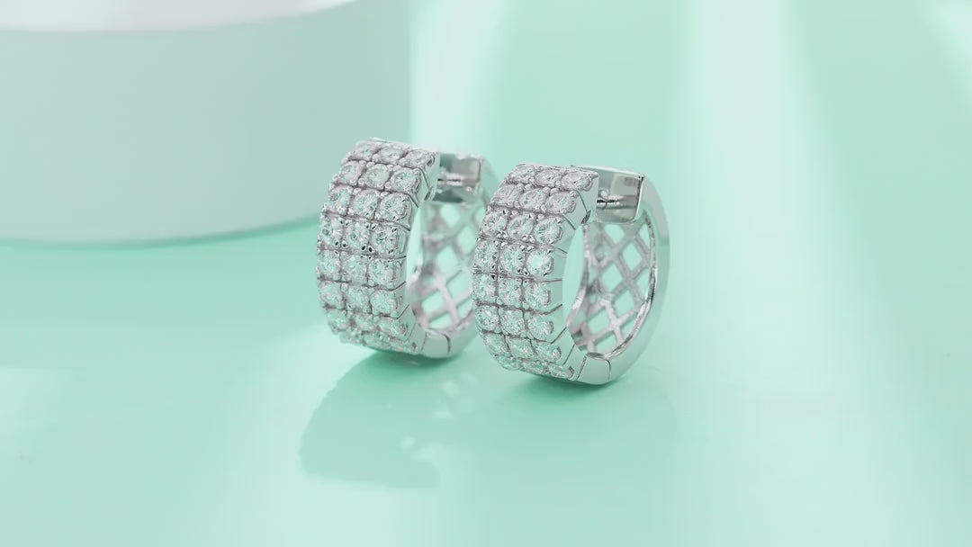 Pendel Moissanite Drop Huggie Hoop Earrings in Sterling Silver — video