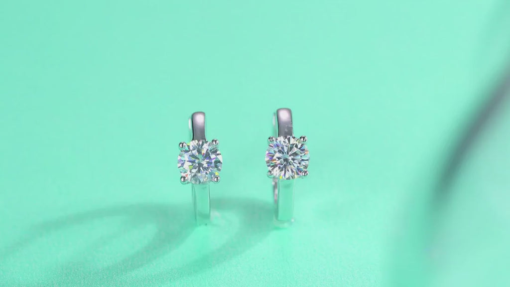 Voyage 0.5 Carat Moissanite Solitaire Hoop Earrings in Sterling Silver — video
