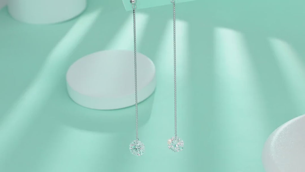 Sinuous Moissanite Threader Drop Earrings in Sterling Silver — video