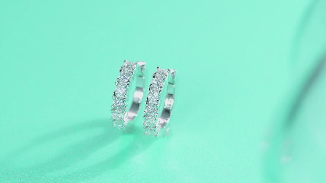 Pursuit Moissanite Hoop Earrings in Sterling Silver — video