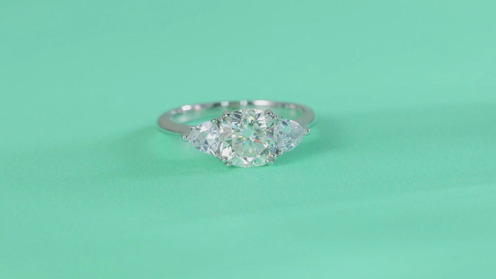 Guardian Cushion-Cut Moissanite Three-Stone Ring in Sterling Silver — video