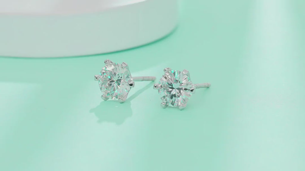 Solace 1 Carat Moissanite Stud Earrings in Sterling Silver — video