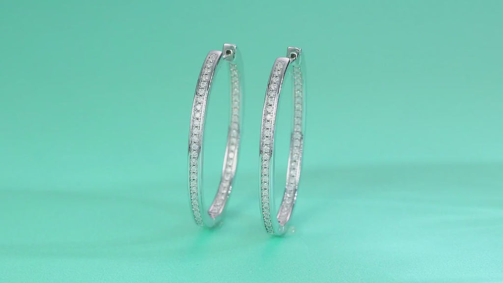 Aura Moissanite Hoop Earrings in Sterling Silver — video