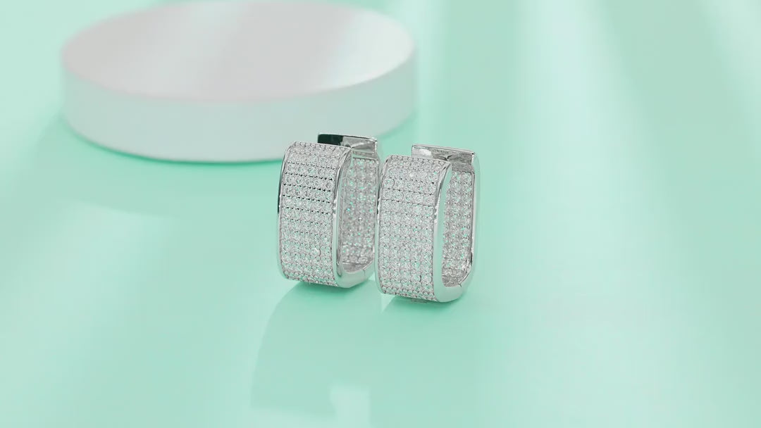 Portal Moissanite Baguette Huggie Hoop Earrings in Sterling Silver — video