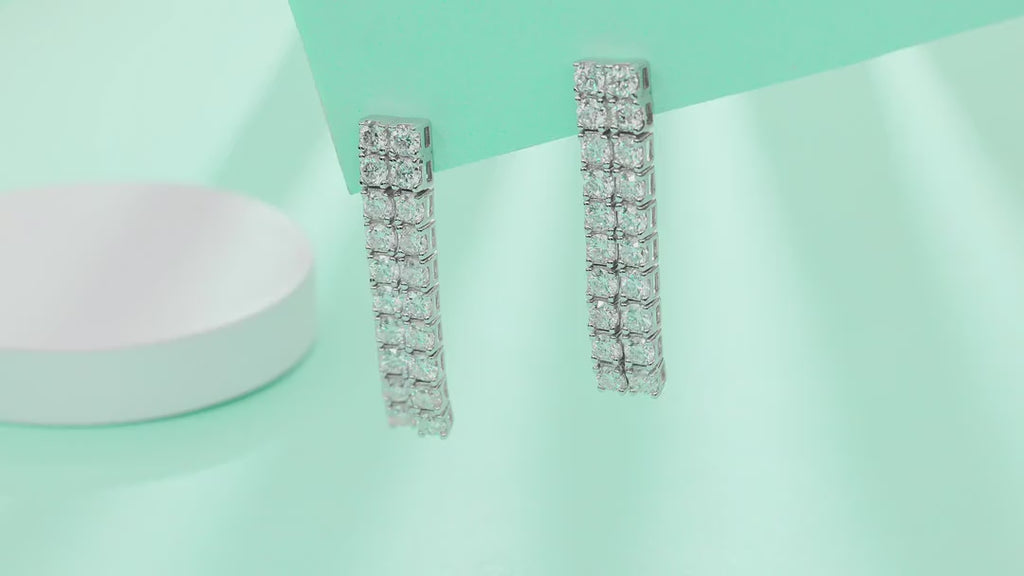 Rain Moissanite Bar Drop Earrings in Sterling Silver — video