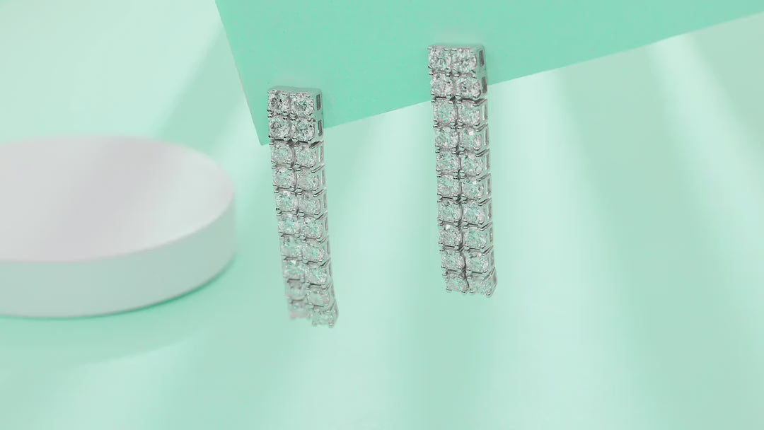 Rain Moissanite Bar Drop Earrings in Sterling Silver — video