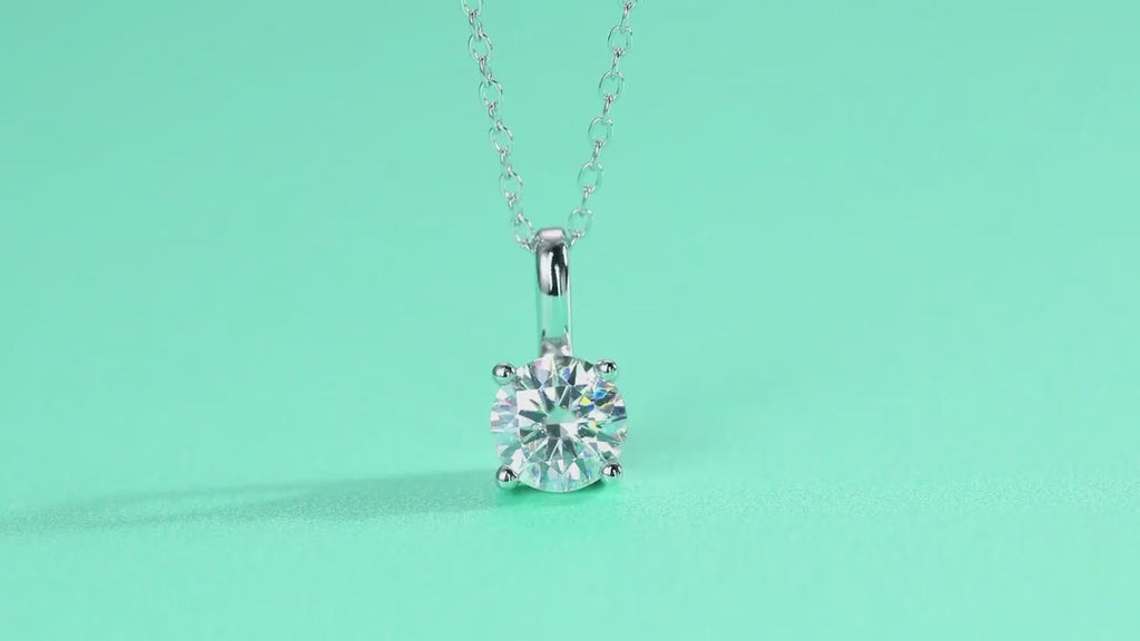 Encounter 1 Carat Moissanite Solitaire Pendant Necklace in Sterling Silver — video