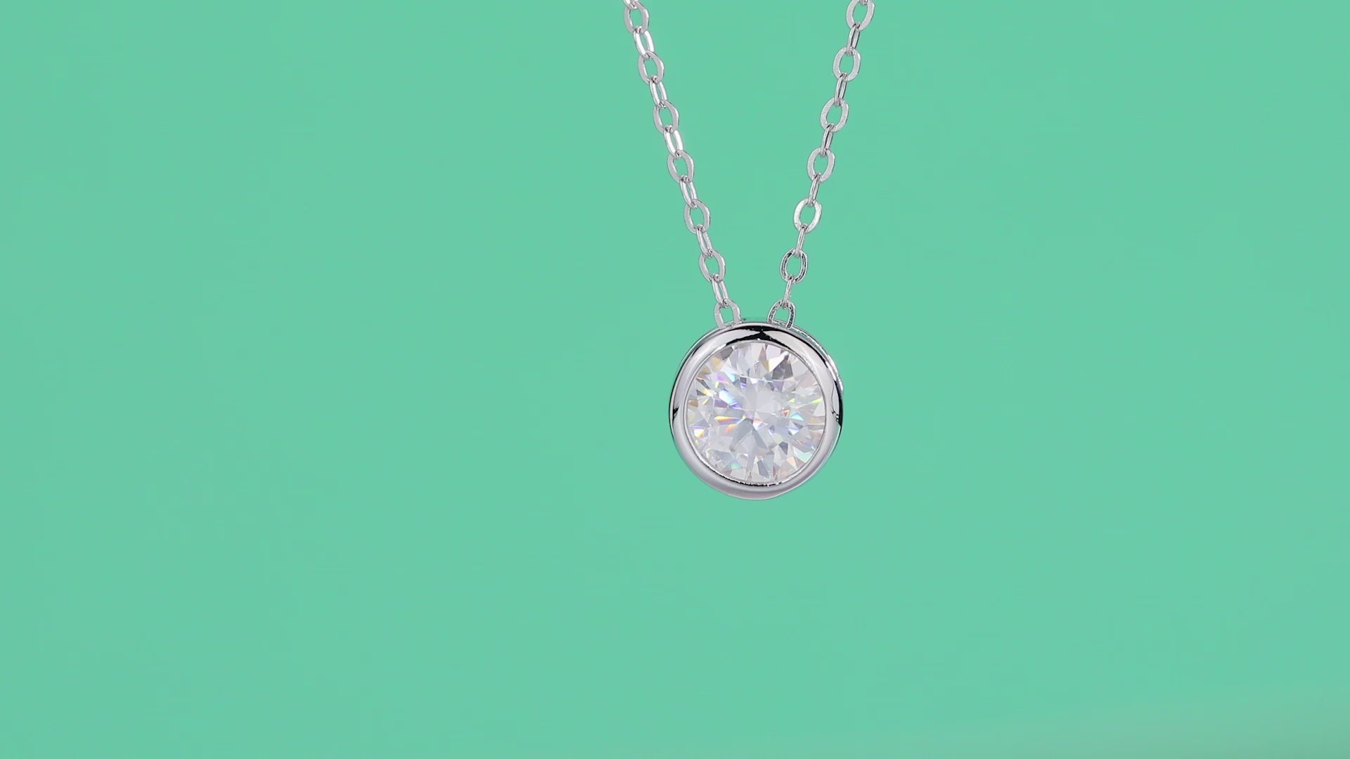 Purity 1 Carat Moissanite Pendant Necklace in Sterling Silver — video