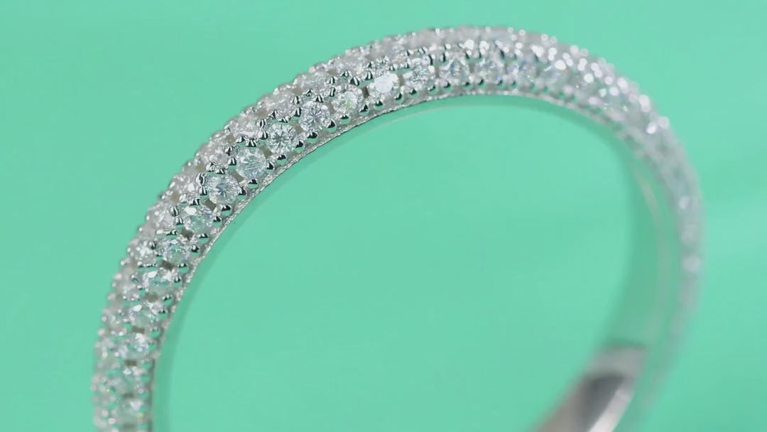 Mr. Right Moissanite Eternity Band Ring in Sterling Silver — video
