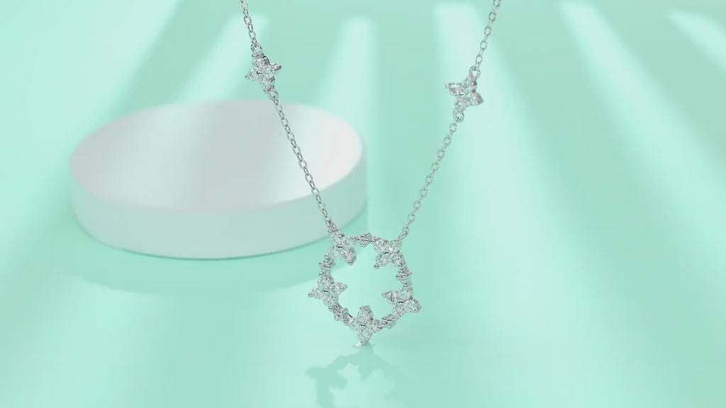 Iris Moissanite Floral Station Necklace in Sterling Silver — video