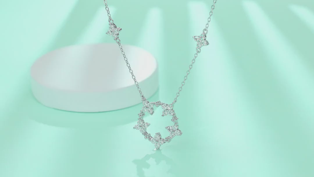 Iris Moissanite Floral Station Necklace in Sterling Silver — video