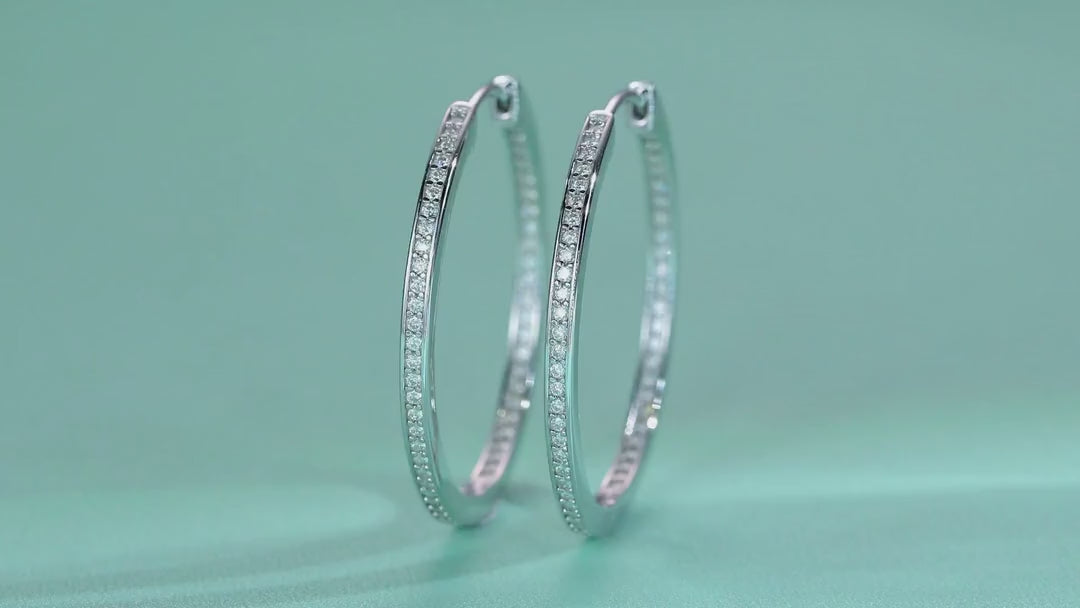 Circa Moissanite Hoop Earrings in Sterling Silver — video