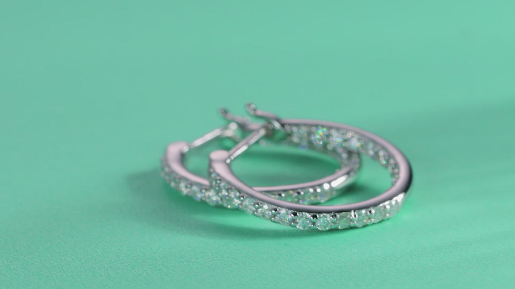 Glimmer Moissanite Hoop Earrings in Sterling Silver — video