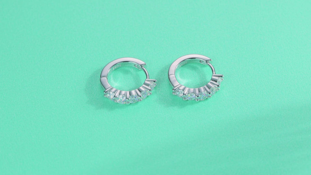 Daybreak Moissanite Huggie Hoop Earrings in Sterling Silver — video