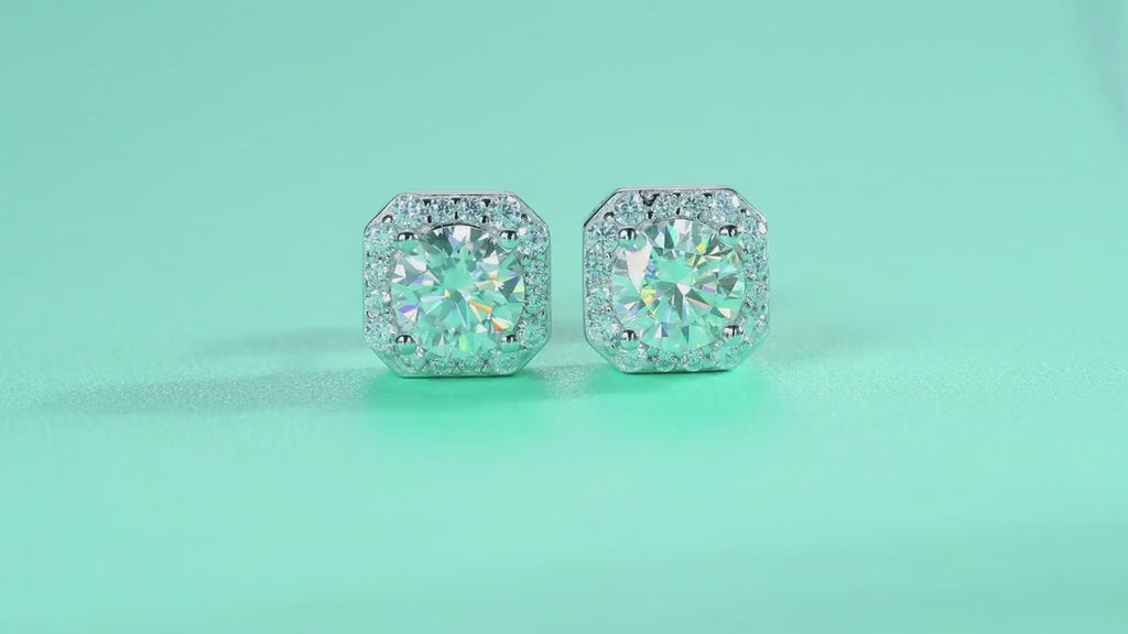 Rosa 1 Carat Moissanite Stud Earrings in Sterling Silver — video
