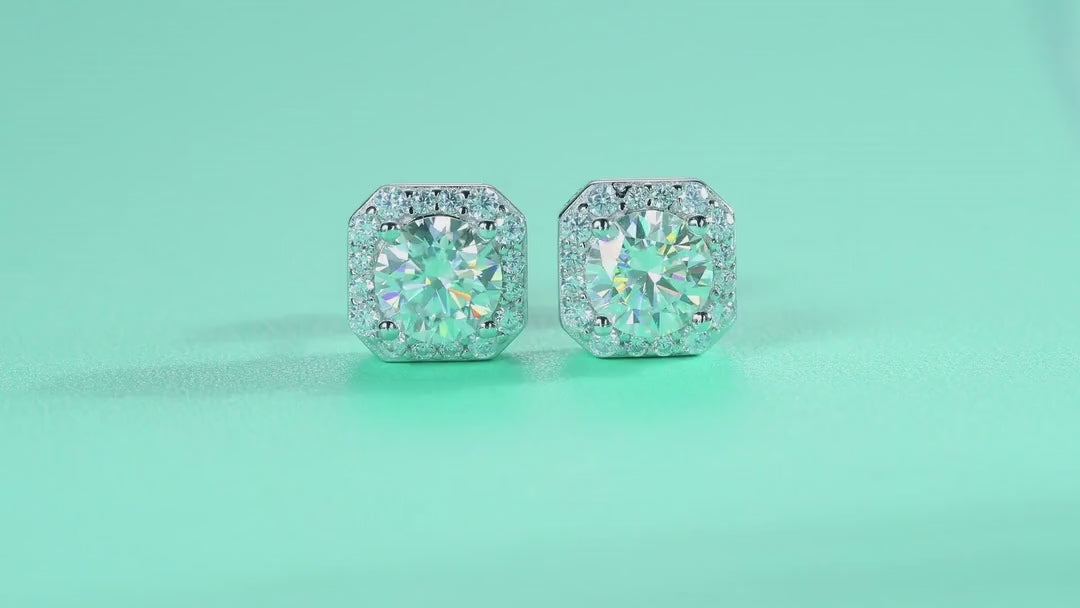 Rosa 1 Carat Moissanite Stud Earrings in Sterling Silver — video
