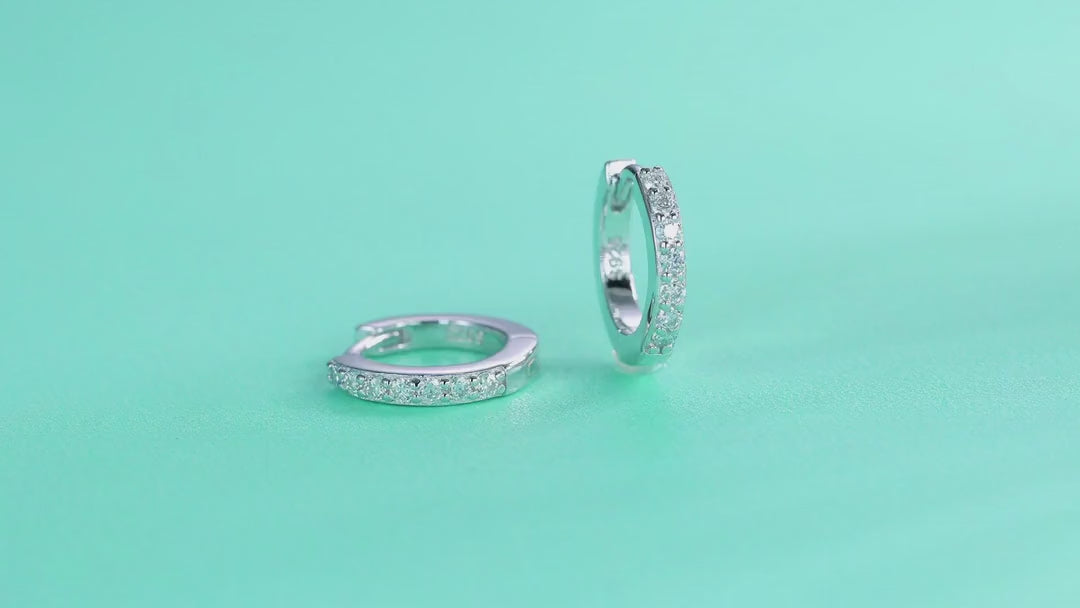Resolute Moissanite Huggie Hoop Earrings in Sterling Silver — video
