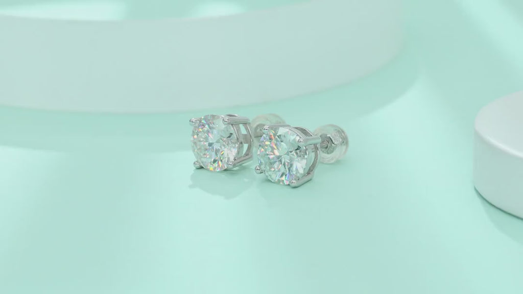 Pure Moissanite Stud Earrings in Sterling Silver — video