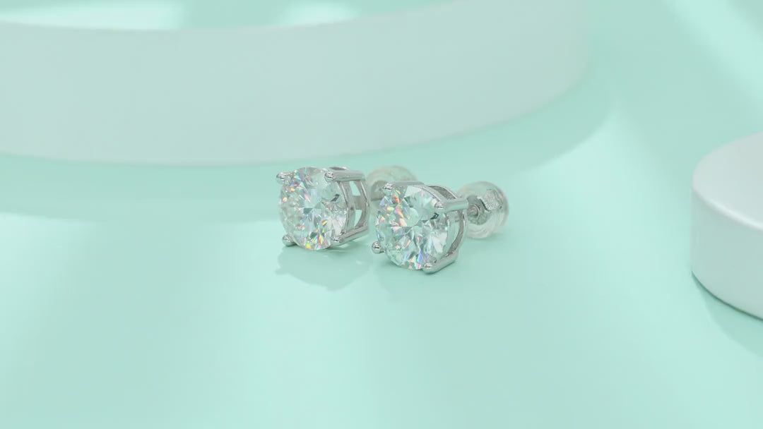 Pure Moissanite Stud Earrings in Sterling Silver — video