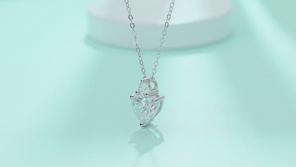 Mirage Heart-Cut Moissanite Heart Pendant Necklace in Sterling Silver — video