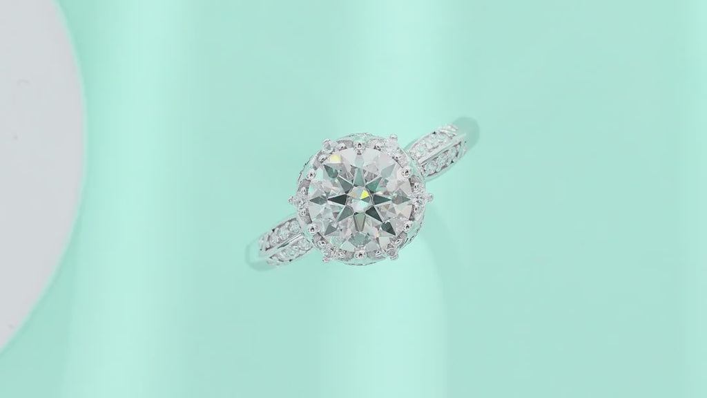 Encore 2 Carat Moissanite Halo Ring in Sterling Silver — video