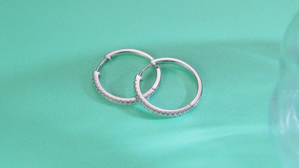 Lustre Moissanite Hoop Earrings in Sterling Silver — video