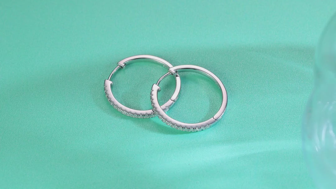 Lustre Moissanite Hoop Earrings in Sterling Silver — video