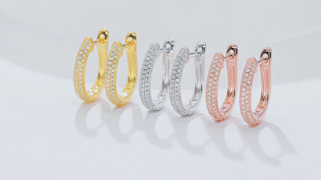 Vinca Moissanite Huggie Hoop Earrings in Sterling Silver — video