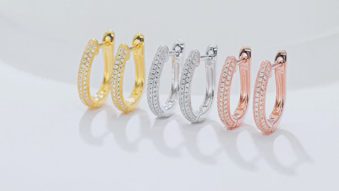 Vinca Moissanite Huggie Hoop Earrings in Sterling Silver — video